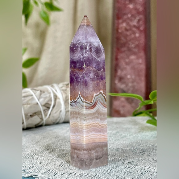 2445 Purple Amethyst and Crazy Lace Agate Crystal Tower - Picture 3 of 10